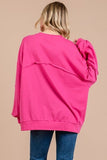 Ces Femme Exposed Seam Long Sleeve Sweatshirt - Trendsi