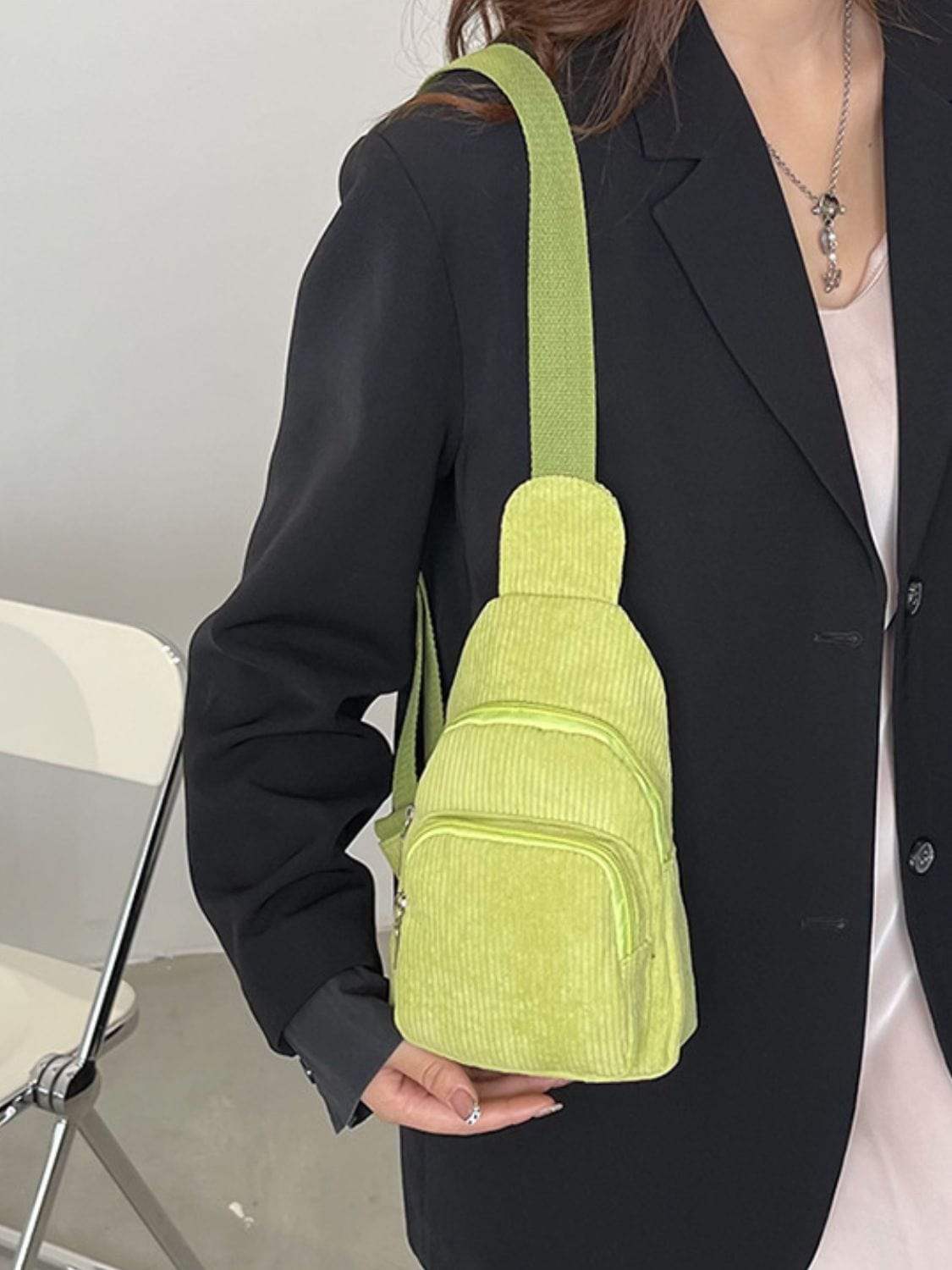 Corduroy Solid Color Crossbody Bag - Trendsi - Flyclothing LLC