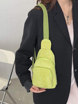 Corduroy Solid Color Crossbody Bag - Trendsi - Flyclothing LLC