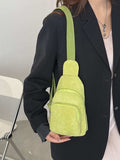 Corduroy Solid Color Crossbody Bag - Trendsi - Flyclothing LLC