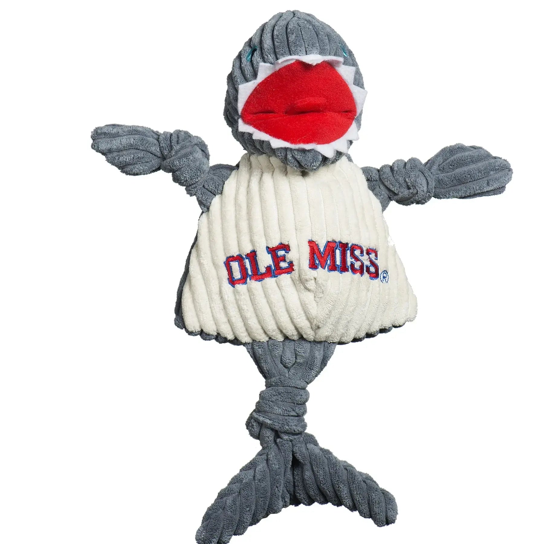 NCAA Ole Miss (U. of Mississippi), Tony Land Shark Knottie® Plush Dog Toy - HuggleHounds - Flyclothing LLC