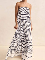 Smocked Printed Tube Maxi Dress - Trendsi - Flyclothing LLC