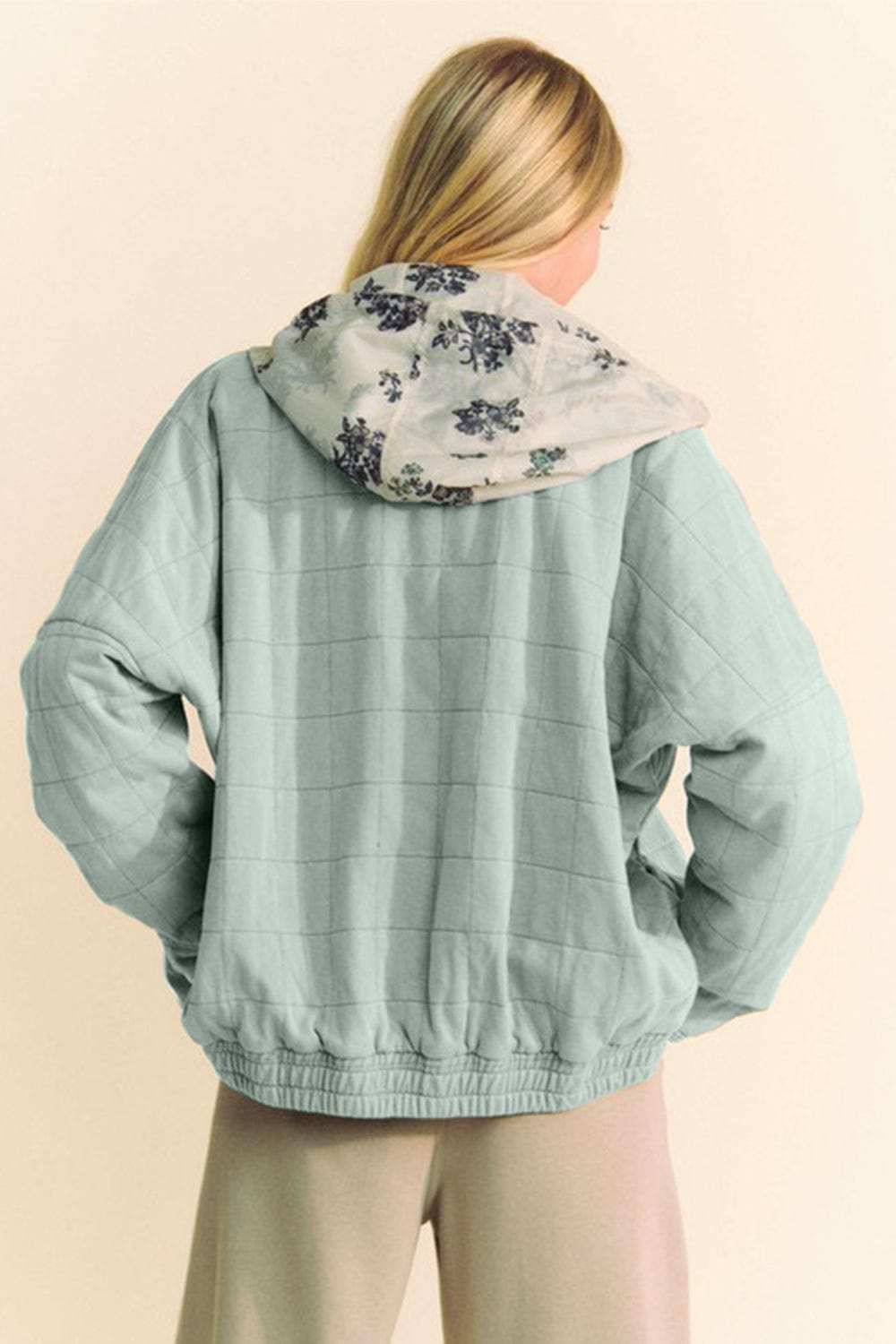 Davi & Dani Quilted Zip Up Dropped Shoulder Jacket - Trendsi - Flyclothing LLC