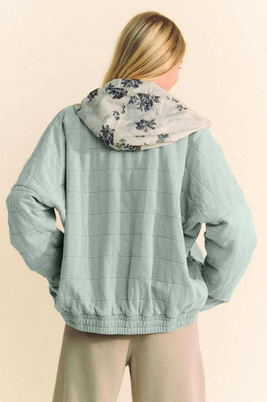 Davi & Dani Quilted Zip Up Dropped Shoulder Jacket - Trendsi - Flyclothing LLC