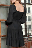 Square Neck Flounce Sleeve Dress - Trendsi - Flyclothing LLC
