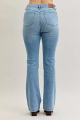 Judy Blue Full Size Mid Rise Bootcut Jeans with Contrast Wash & Front Patch Pockets Plus Size - Trendsi - Flyclothing LLC