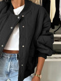 Baseball Collar Snap Down Long Sleeve Jacket - Trendsi - Flyclothing LLC