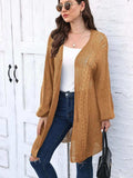 Cable-Knit Open Front Long Sleeve Cardigan - Trendsi - Flyclothing LLC