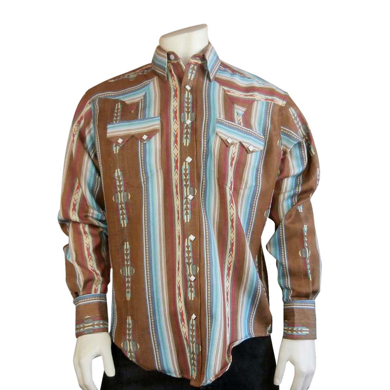 Rockmount Ranch Wear Men's Serape Pattern Western Shirt in Brown - Rockmount Clothing - Flyclothing LLC