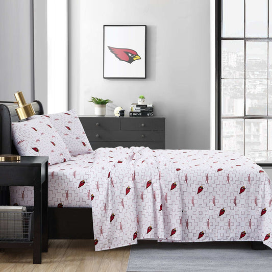 Arizona Cardinals Scatter Sheet Set Queen - Logo Brands - Flyclothing LLC