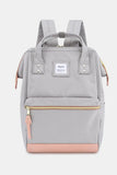 Himawari Contrast Waterproof Canvas Backpack Bag with Side Pockets - Trendsi