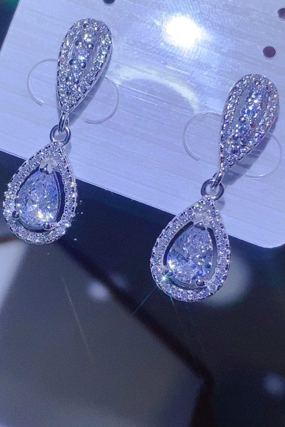 2 Carat Moissanite 925 Sterling Silver Teardrop Earrings - Trendsi - Flyclothing LLC