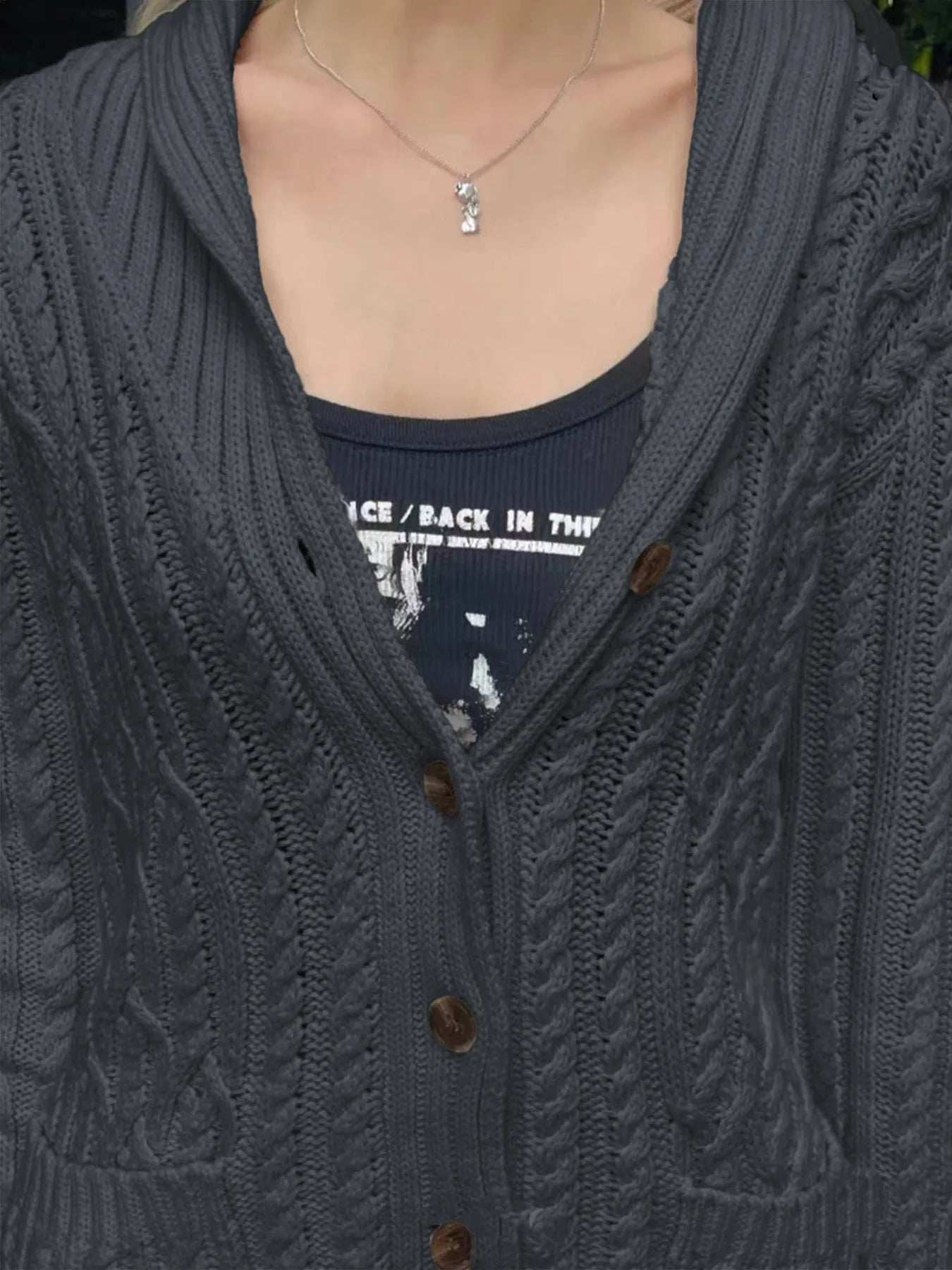 Cable Knit Button Up Cardigan - Trendsi - Flyclothing LLC