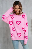 Angel Wings Heart Round Neck Dropped Shoulder Long Sleeve Sweater - Trendsi