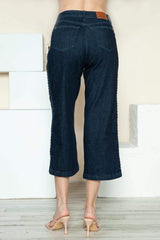 Judy Blue Full Size Side Seam Braid Detail Crop Wide Leg Jeans - Trendsi - Flyclothing LLC