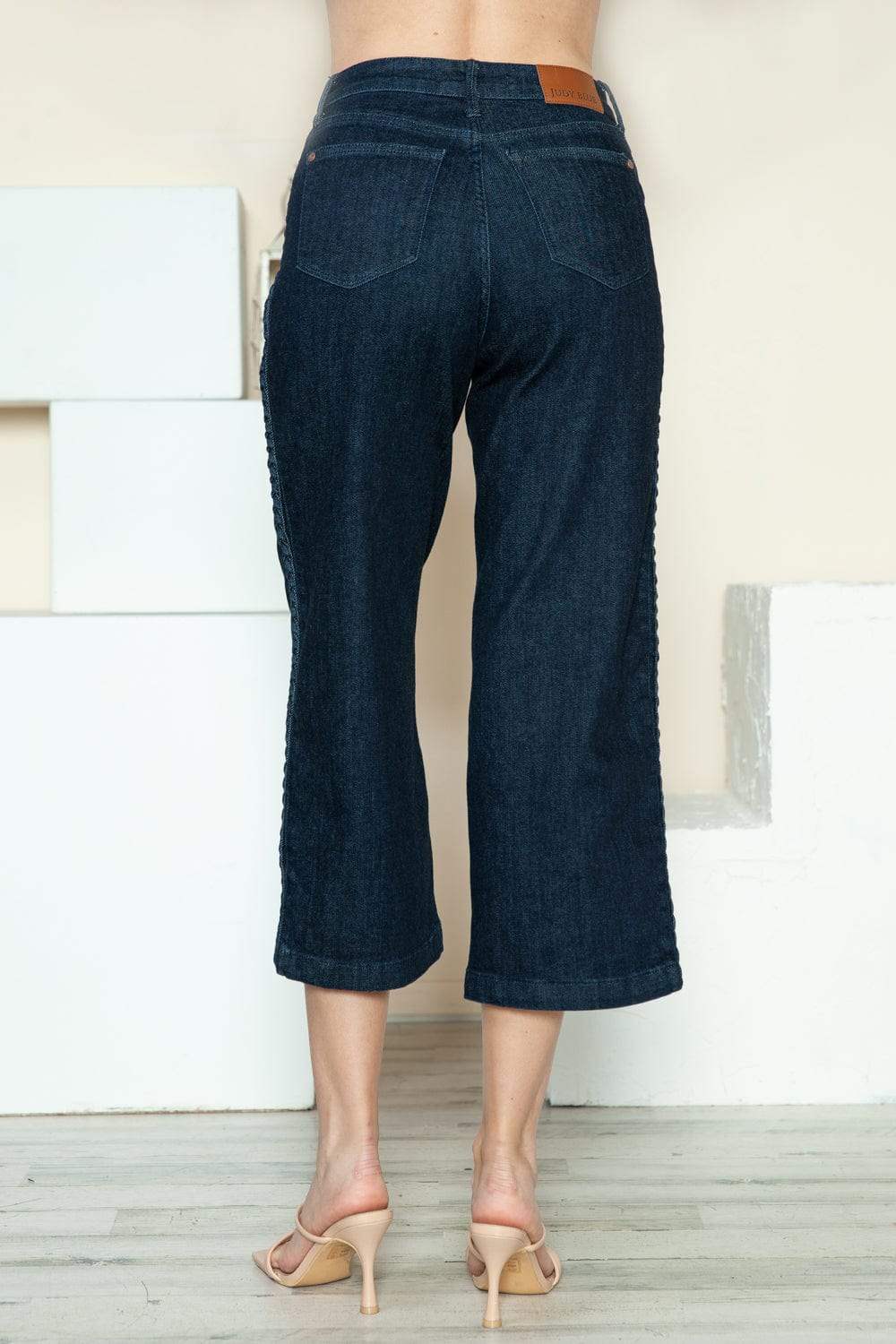Judy Blue Full Size Side Seam Braid Detail Crop Wide Leg Jeans - Trendsi - Flyclothing LLC