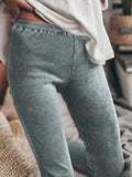 Ribbed Elastic Waist Leggings - Trendsi - Flyclothing LLC