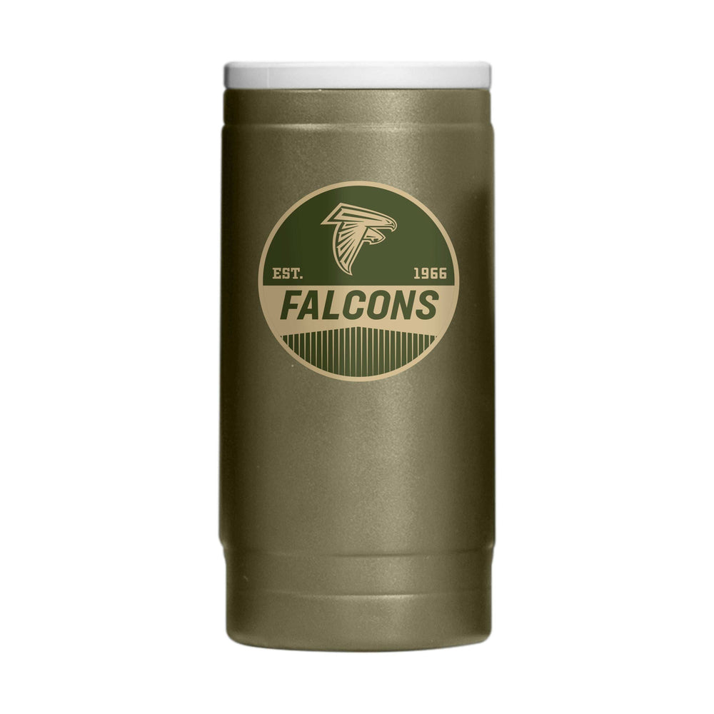 Atlanta Falcons Badge Powder Coat Slim Can Coolie - Logo Brands - Flyclothing LLC