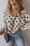 Printed Tie Neck Long Sleeve Blouse - Trendsi - Flyclothing LLC