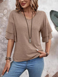 V-Neck Half Sleeve Blouse - Trendsi