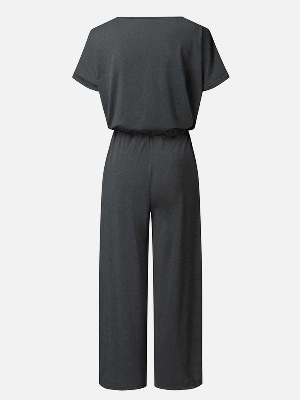 V-Neck Short Sleeve Jumpsuit - Trendsi - Flyclothing LLC