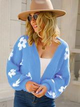 Angel Wings Flower Open Front Long Sleeve Cardigan - Trendsi - Flyclothing LLC