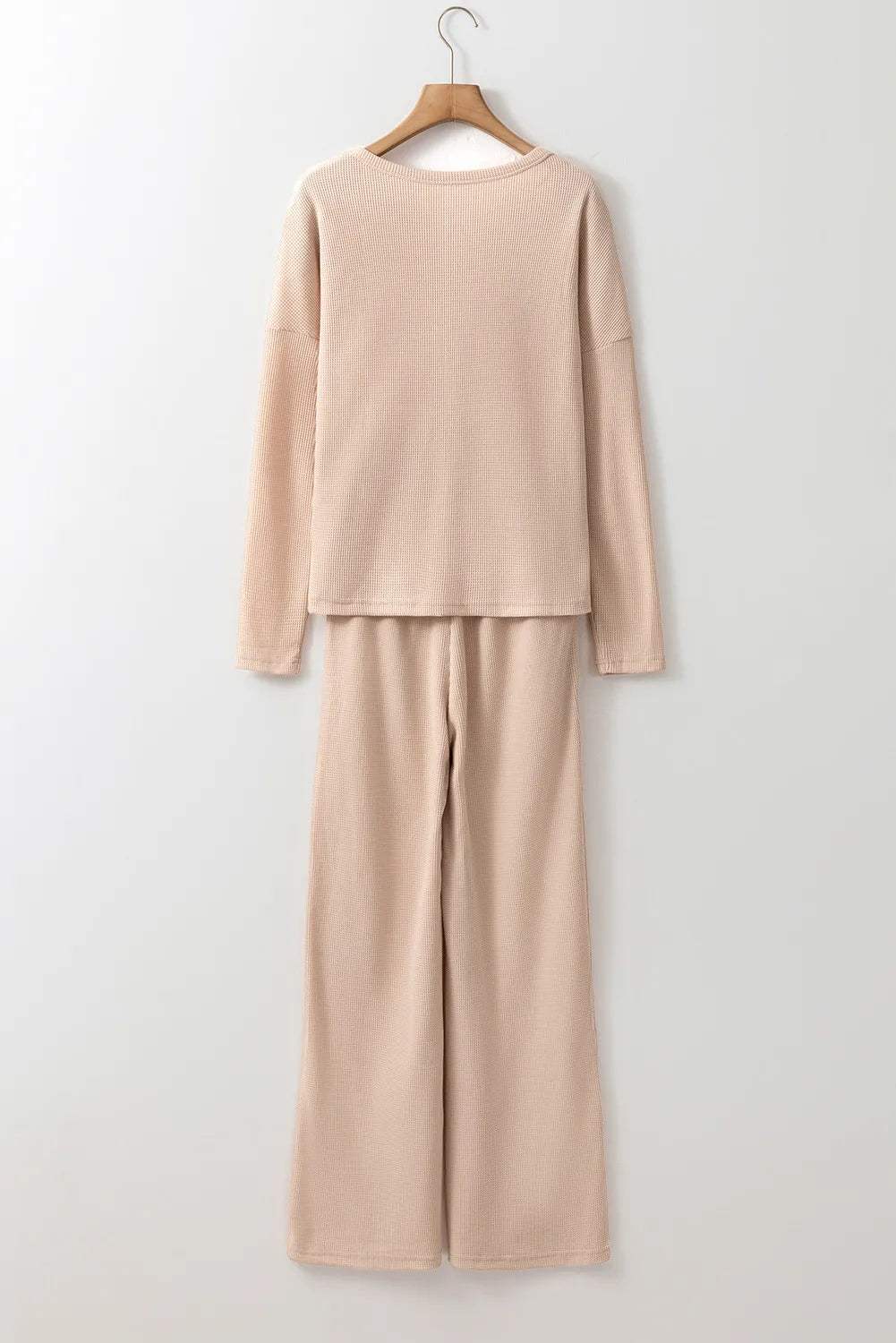 Round Neck Long Sleeve Top and Drawstring Pants Lounge Set - Trendsi - Flyclothing LLC