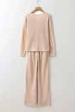 Round Neck Long Sleeve Top and Drawstring Pants Lounge Set - Trendsi - Flyclothing LLC