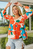 BiBi Floral Woven Tiered V Neck Top - Trendsi - Flyclothing LLC