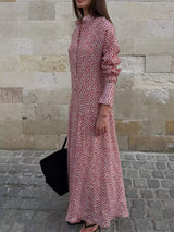 Floral Button Front Long Sleeve Dress - Trendsi - Flyclothing LLC