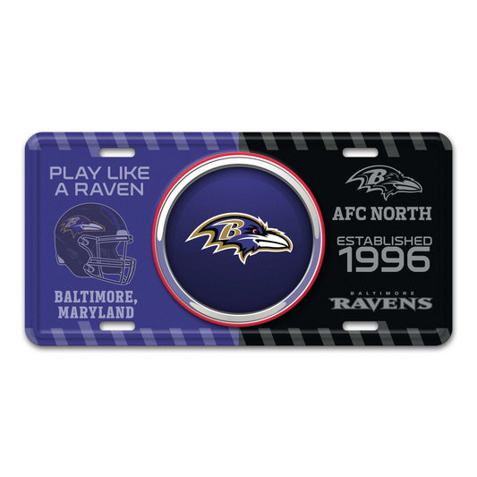 NFL - Baltimore Ravens Embossed Metal License Plate - Logo Brands - Flyclothing LLC