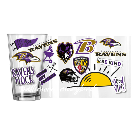 Baltimore Ravens 16oz Native Pint Glass - Logo Brands - Flyclothing LLC