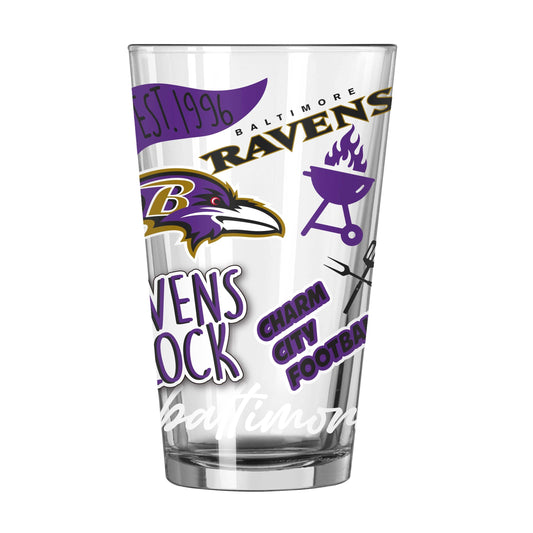 Baltimore Ravens 16oz Native Pint Glass - Logo Brands - Flyclothing LLC