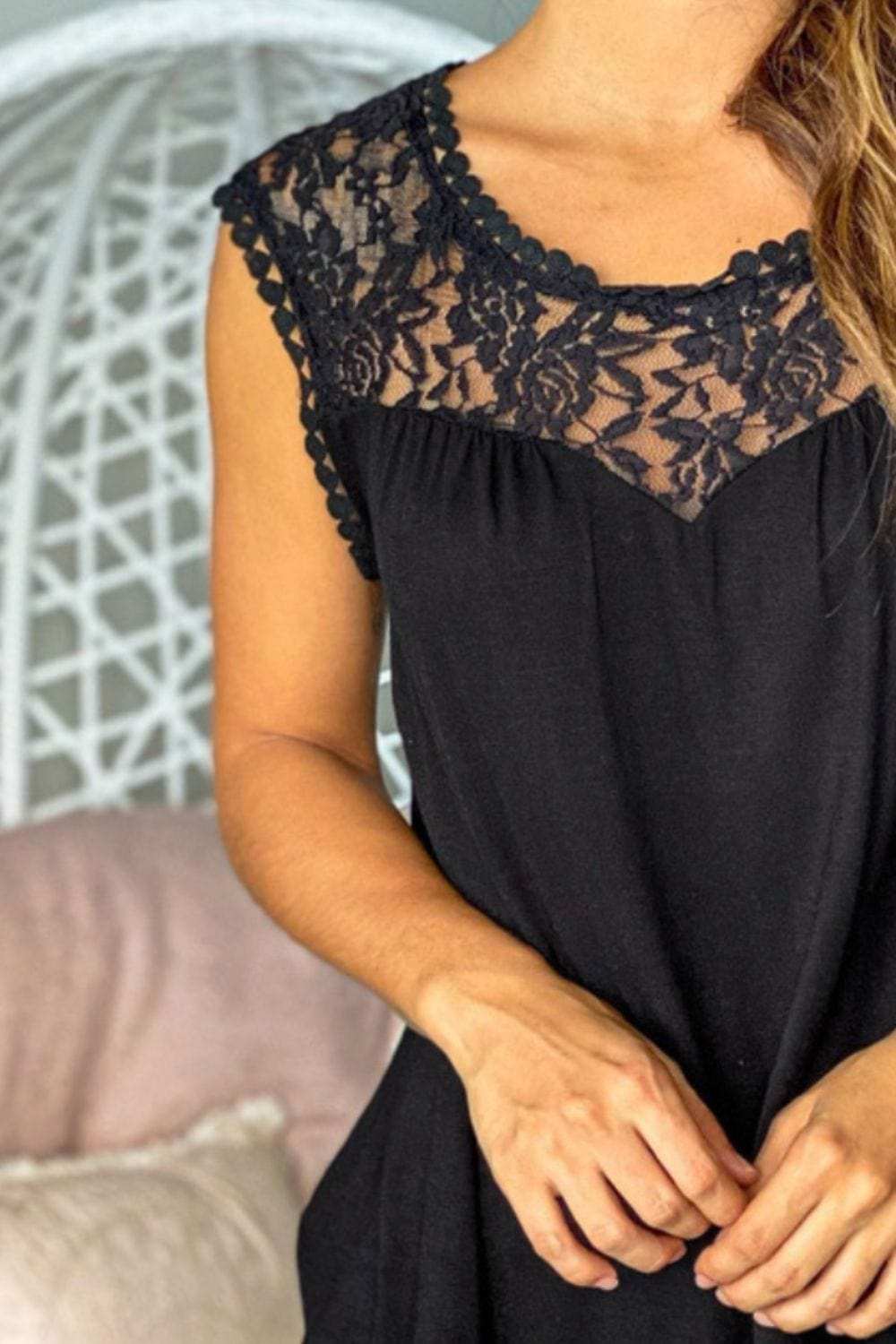 Full Size Lace Round Neck Tank - Trendsi - Flyclothing LLC