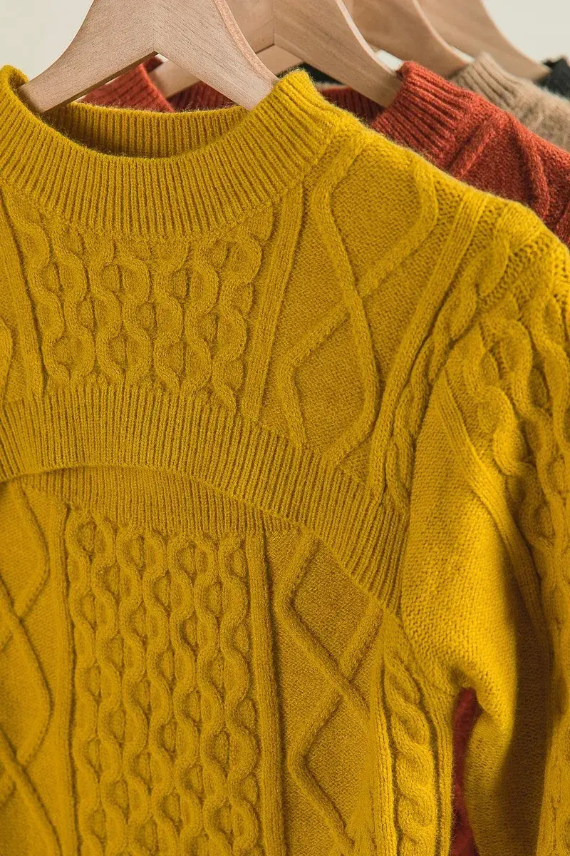 BiBi Cable-Knit Sweater with Cut Out Chest Detail - Trendsi - Flyclothing LLC