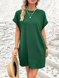 Round Neck Short Sleeve Mini Dress - Trendsi - Flyclothing LLC