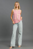 Umgee Round Neck Texture Striped Tank - Trendsi