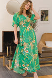 ODDI Full Size Floral Smocked Tied Back Maxi Dress - Trendsi