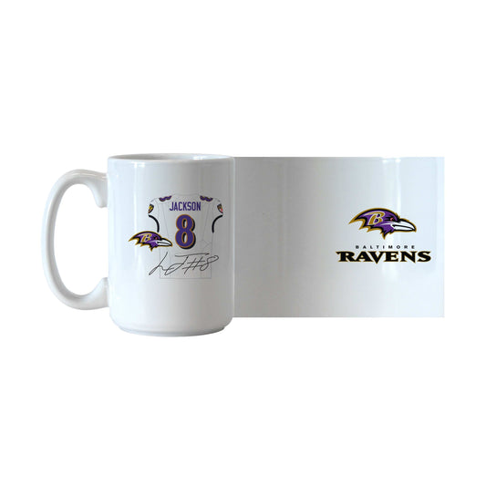 Baltimore Ravens Lamar Jackson Jersey 15oz Sublimated Mug - Logo Brands - Flyclothing LLC