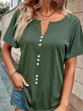 Full Size Notched Short Sleeve T-Shirt Plus Size - Trendsi