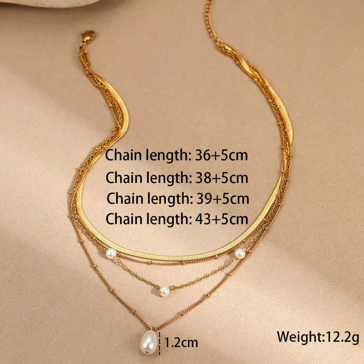 18K Gold-Plated Four-Layered Pearl Necklace - Trendsi - Flyclothing LLC