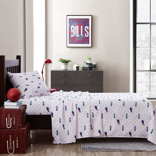 Buffalo Bills Scatter Sheet Set Twin - Logo Brands - Flyclothing LLC