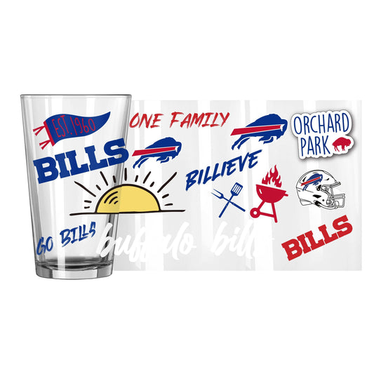 Buffalo Bills 16oz Native Pint Glass - Logo Brands - Flyclothing LLC