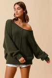SO ME Loose Fit Exposed Seam Slouchy Boucle Sweater - Trendsi - Flyclothing LLC