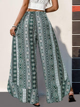 Slit Ruffled Geometric Wide Leg Pants - Trendsi - Flyclothing LLC
