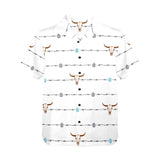 Baha Ranch White Bullhead Aztec Hawaiian Shirt Made in America
