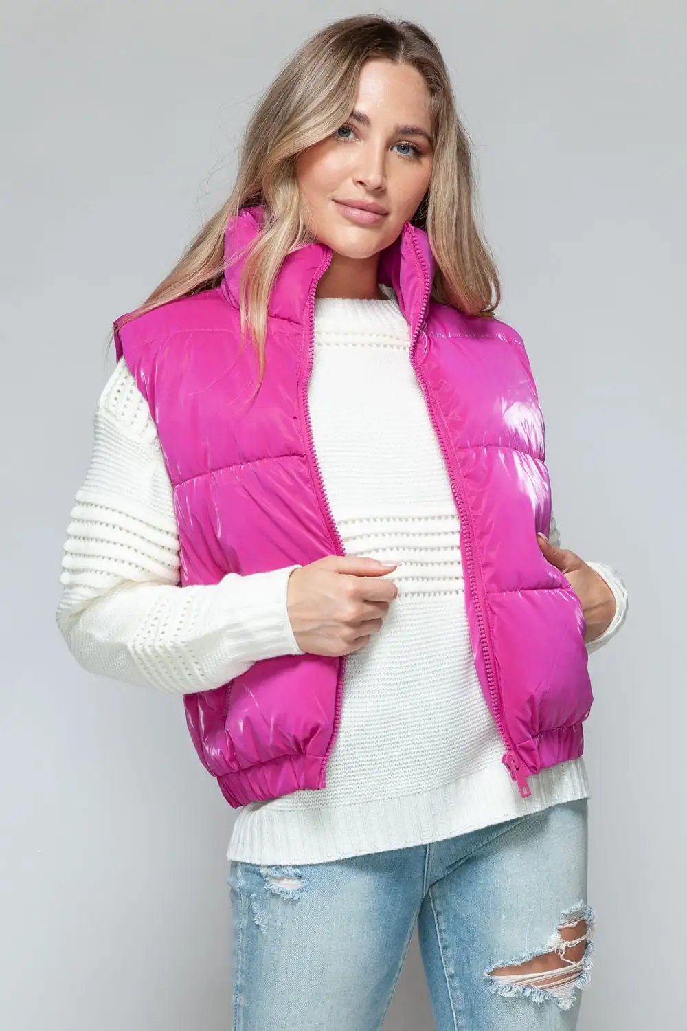Snobbish Fine Fur Lining Quilted Vest - Trendsi