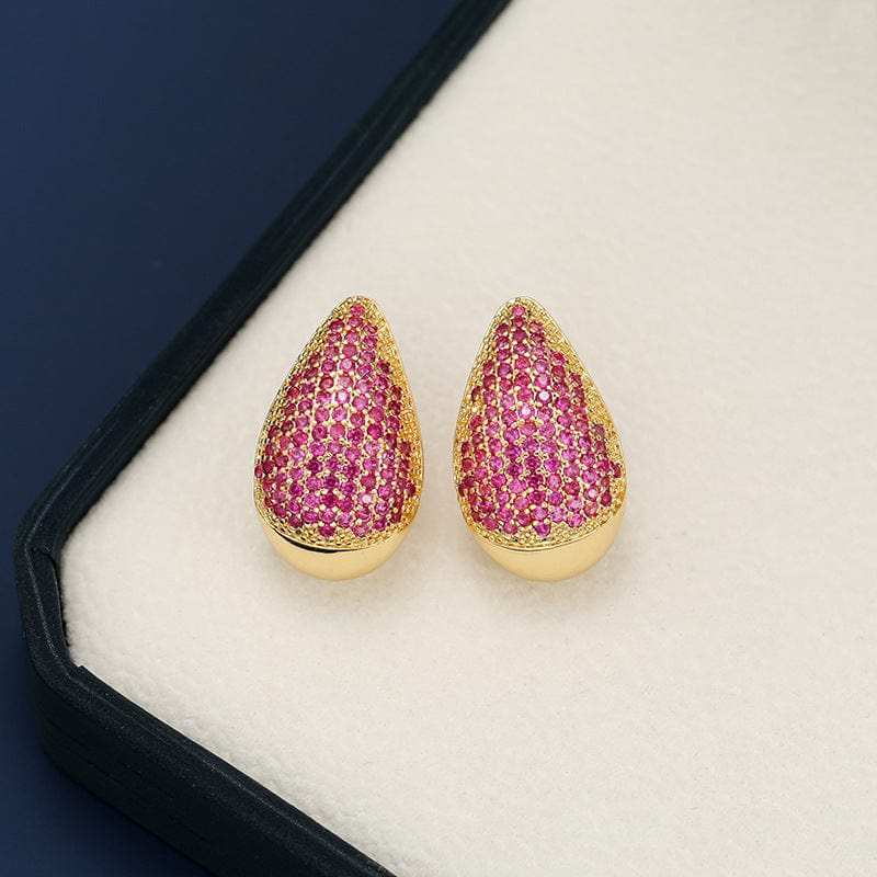 18K Gold-Plated Zircon Teardrop Earring - Trendsi - Flyclothing LLC