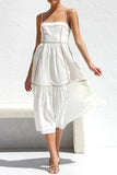 Contrast Trim Square Neck Midi Cami Dress - Trendsi
