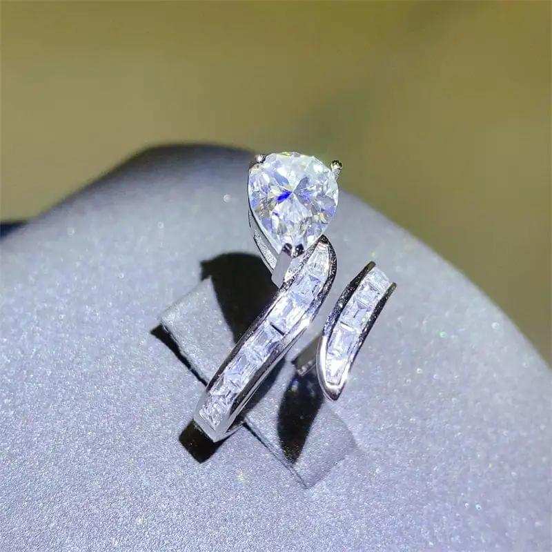 3 Carat Moissanite Zircon 925 Sterling Silver Bypass Ring - Trendsi - Flyclothing LLC